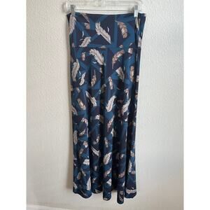 Lularoe Feather Print Maxi Skirt Women's S Stretchy Slinky Swing Long